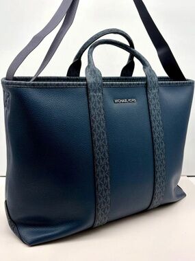 Michael Kors Cooper Medium Pebbled Leather and Signature Logo Tote Bag